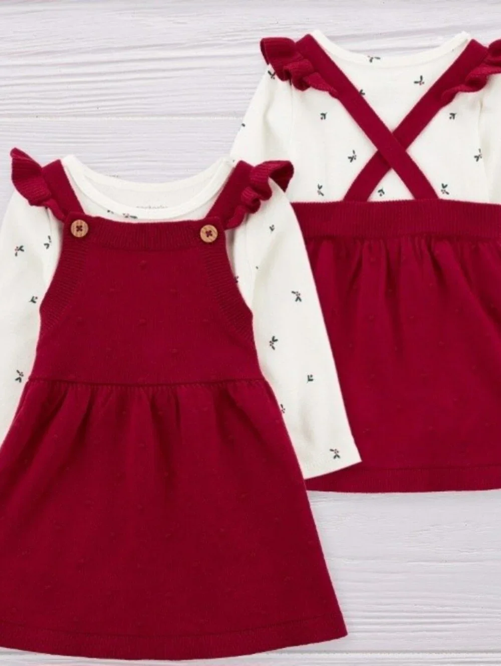 Carter's Red Dot Knit Jumper Dress 24mo Holiday Christmas Pictures Casual Party
